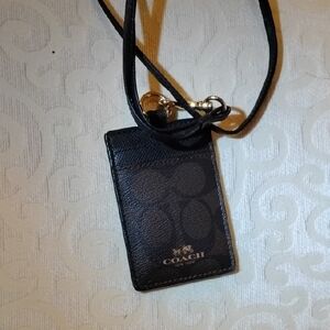 Coach Black and Brown ID Lanyard